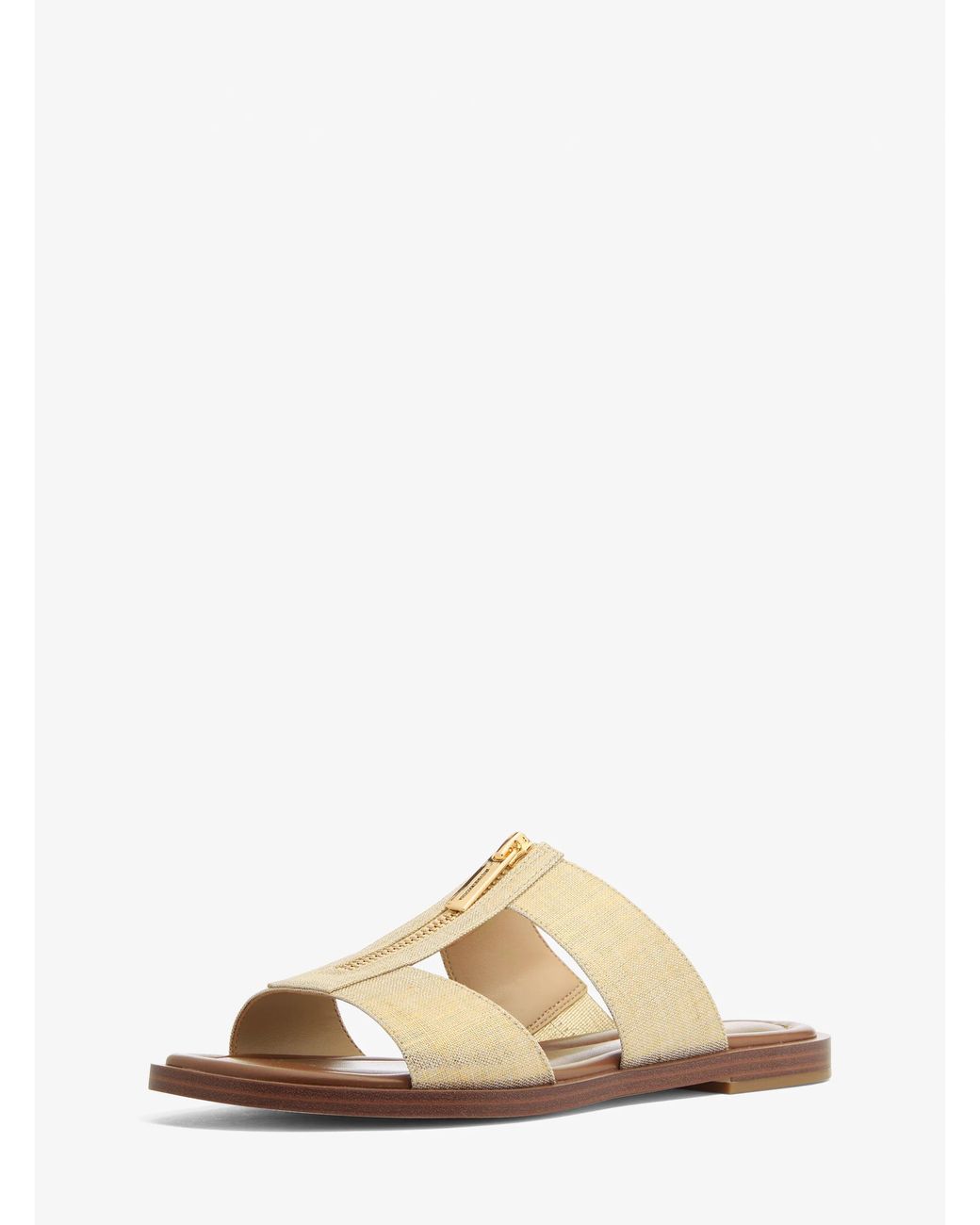 MICHAEL Michael Kors Natural Mk Berkley Metallic Linen Slide Sandal