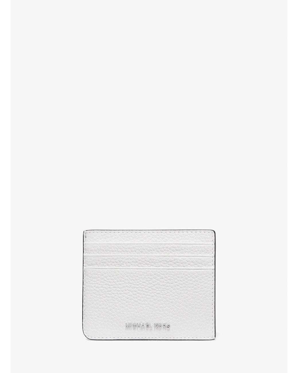 Michael Kors White Mk Hudson Pebbled Leather Card Case for men