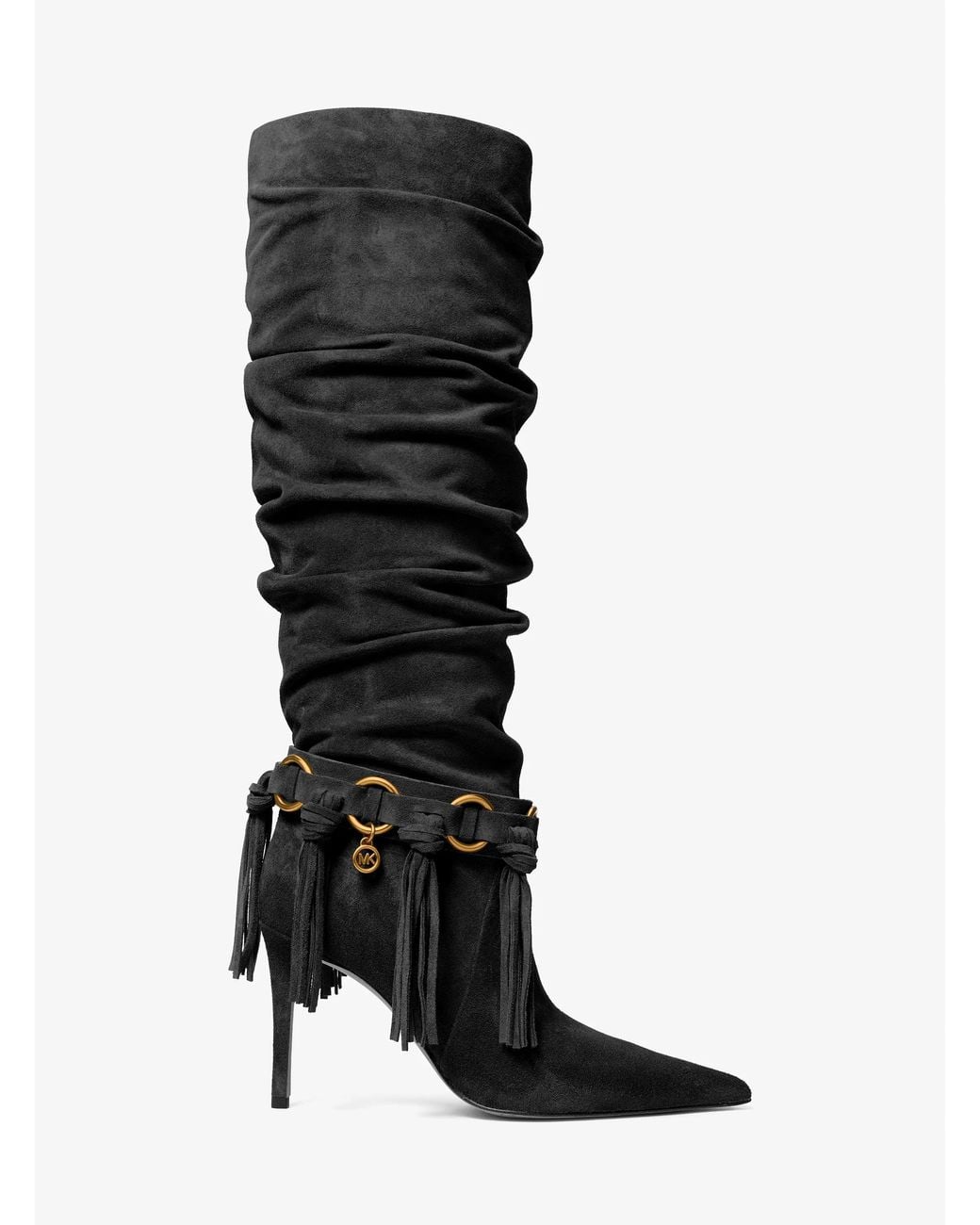 MICHAEL Michael Kors Black Mk Dawn Fringed Suede Boot
