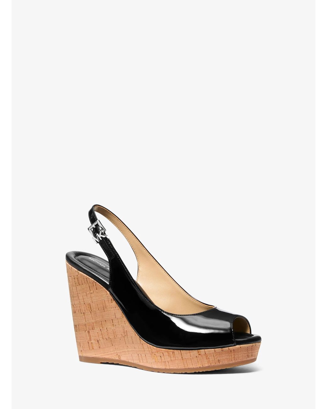 MICHAEL Michael Kors White Mk Rosie Patent Leather Wedge Sandal