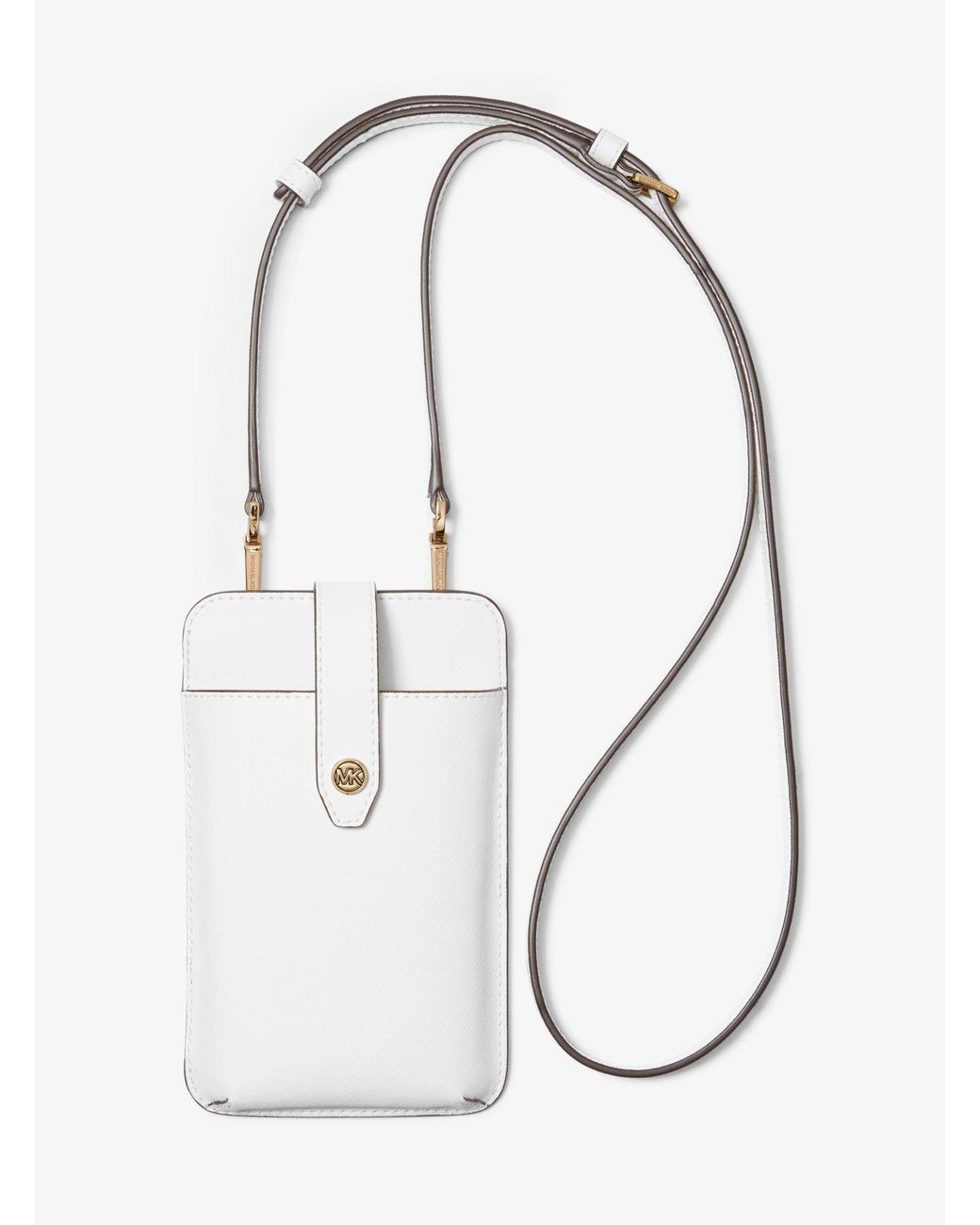 Michael Kors Saffiano Leather Smartphone Crossbody Bag in White Lyst Australia