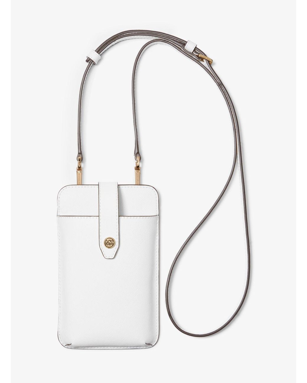 Michael Kors Saffiano Leather Smartphone Crossbody Bag in White