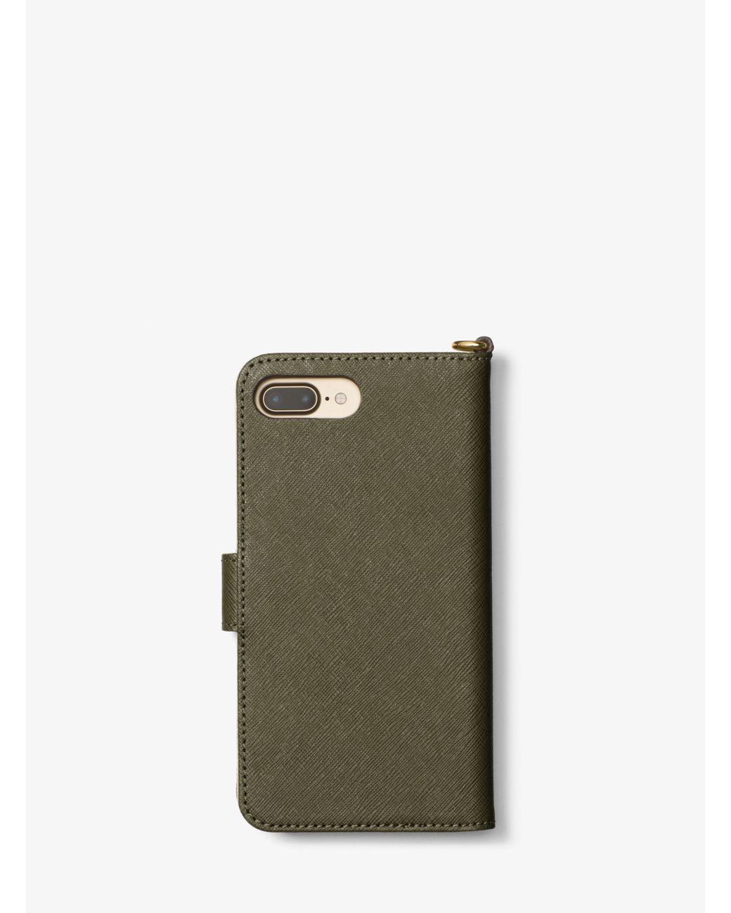 Michael Kors Saffiano Leather Folio Phone Case For Iphone 7 Plus in Olive  (Green) | Lyst