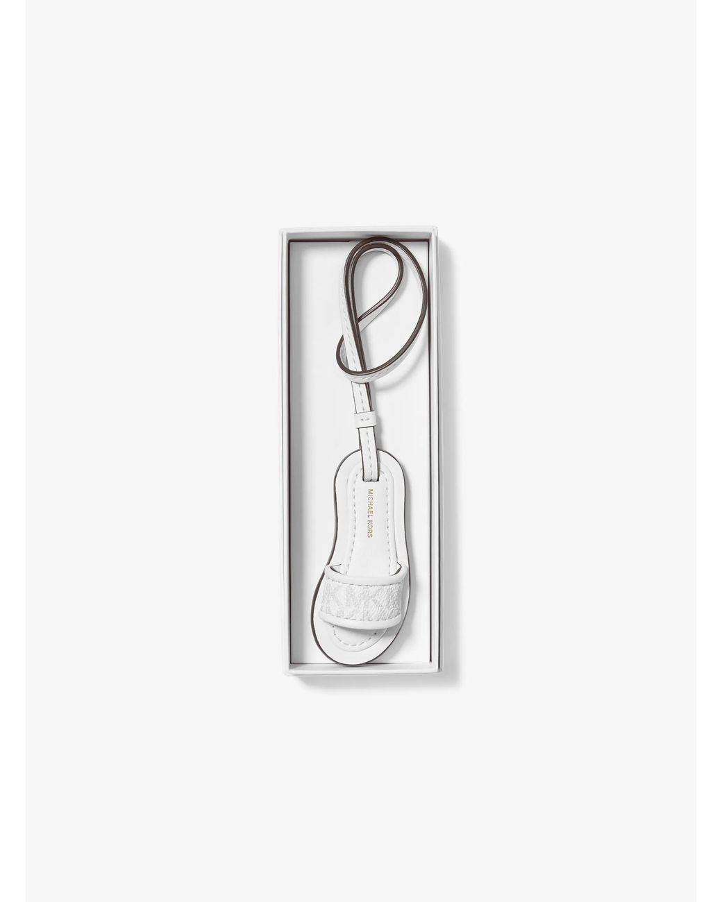 MICHAEL Michael Kors White Mk Signature Logo Slide Bag Charm