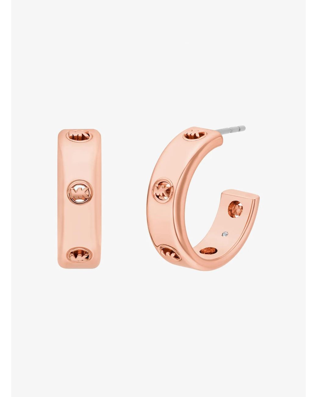Michael Kors Pink Logo Huggie Earrings