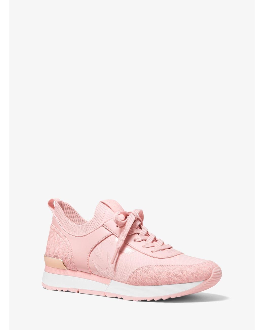 Michael Kors Jenkins Mixed-media Trainer in Pink | Lyst