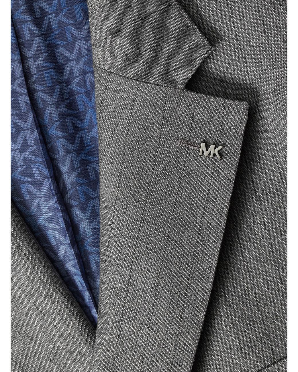 Michael Kors Gray Mk Pinstripe Stretch Wool Blend Blazer for men