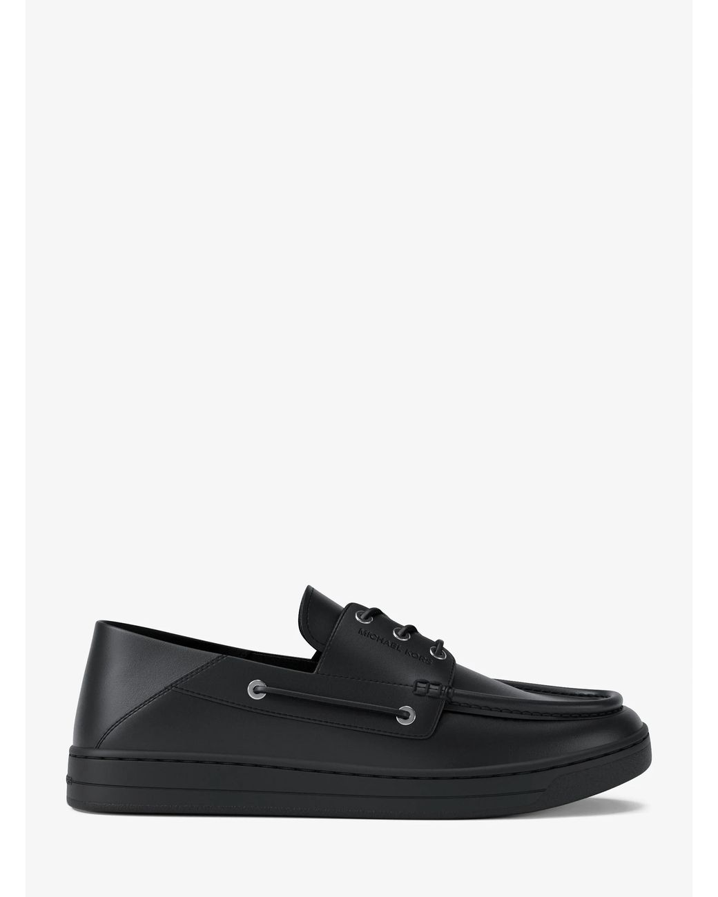 Michael Kors Black Mk Aiden Leather Boat Shoes for men