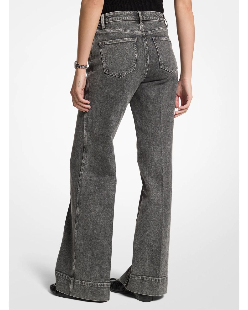 MICHAEL Michael Kors Gray Mk Grace High-Rise Denim Flared Jeans