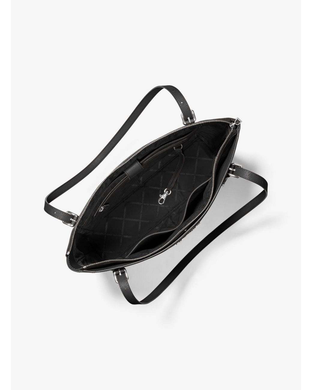 Michael Kors Voyager Large Saffiano Leather Topzip Tote Bag in Black