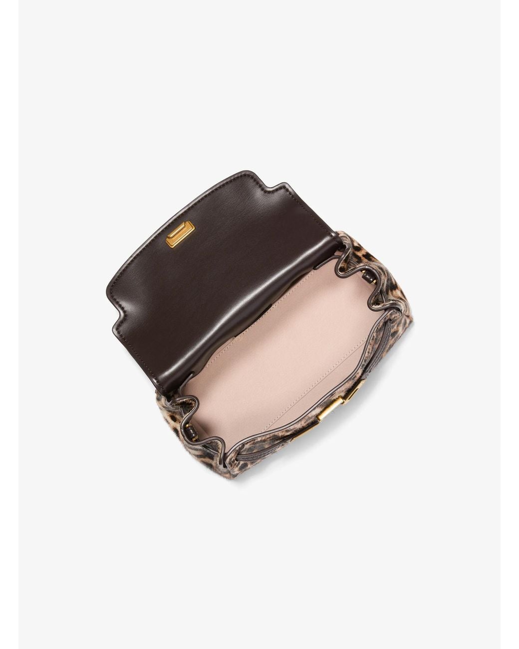 MICHAEL Michael Kors Brown Mk Hamilton Moderne Extra-Small Leather And Leopard Print Calf Hair Slouchy Crossbody Bag