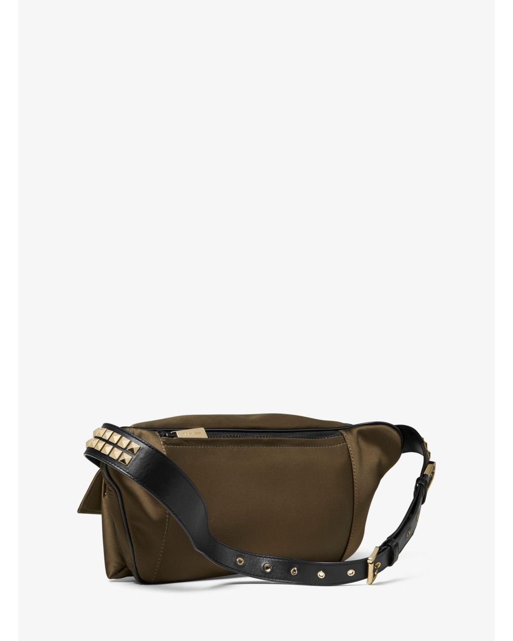 Michael Kors Olivia Large Studded Satin Belt Bag in Green Lyst