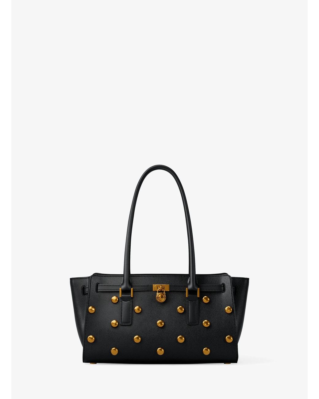 MICHAEL Michael Kors Black Mk Hamilton Moderne Small Studded Leather Satchel