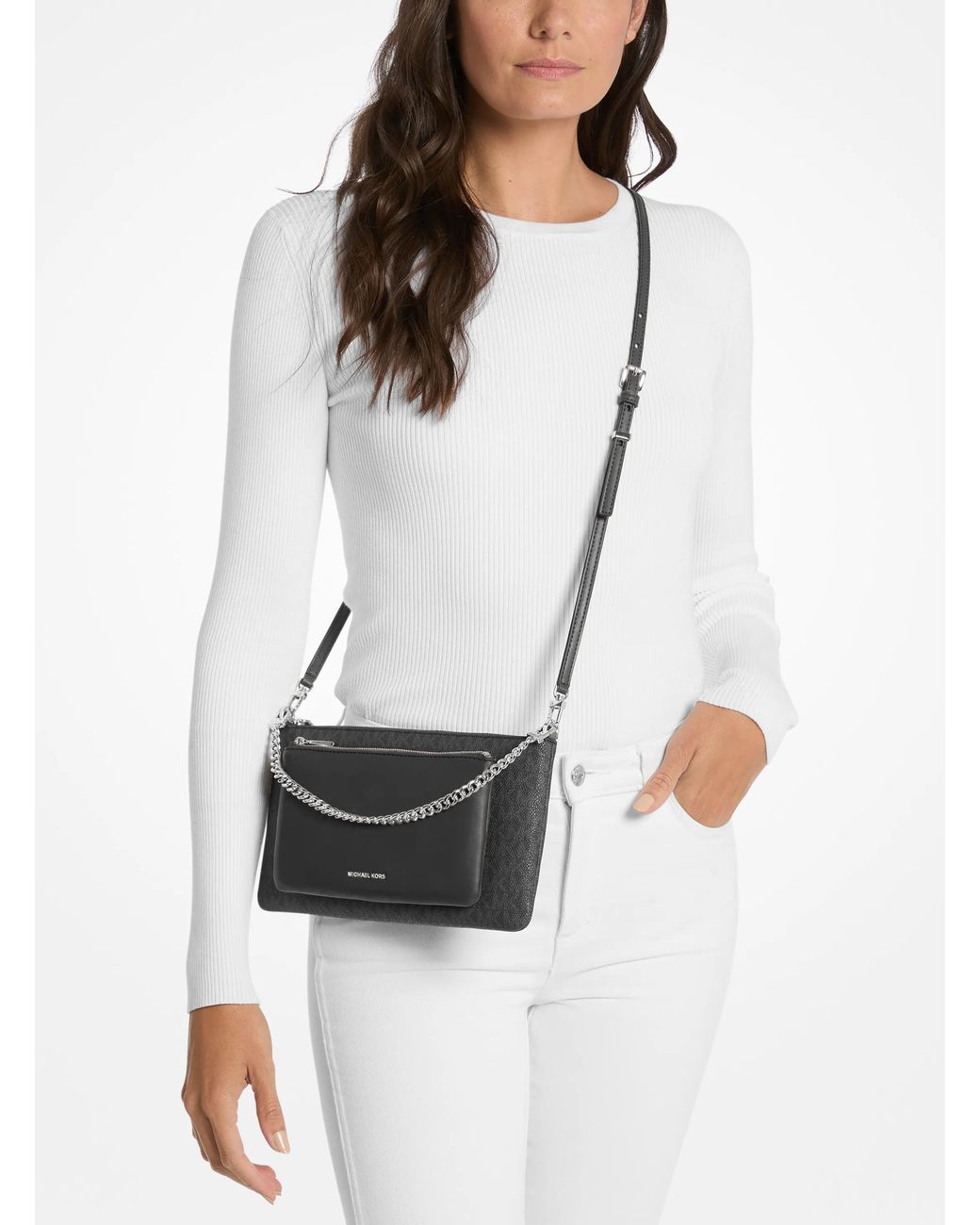 MICHAEL Michael Kors Gray Jet Set Medium Pocket Convertible Crossbody Bag