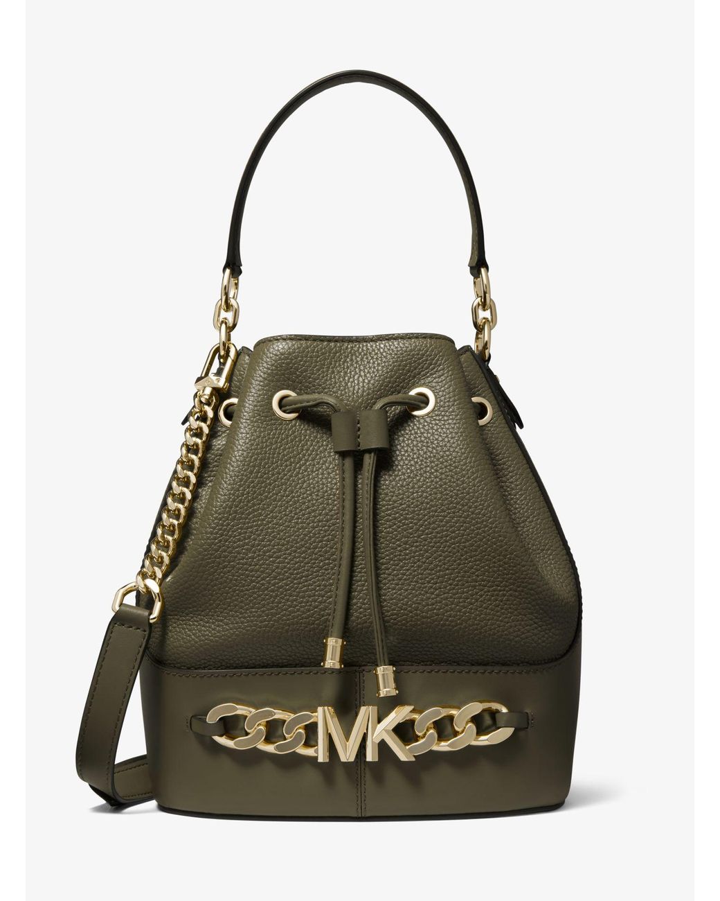 MICHAEL Michael Kors Viv Medium Pebbled Leather Bucket Backpack In Green Lyst atelieryuwa.ciao.jp
