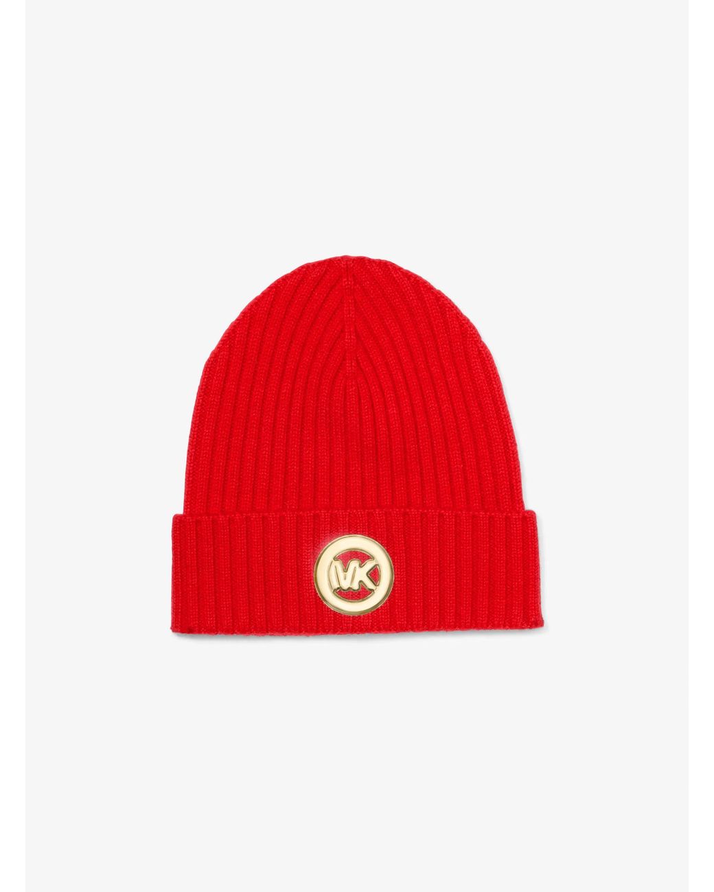 MICHAEL Michael Kors Red Ribbed Wool Beanie