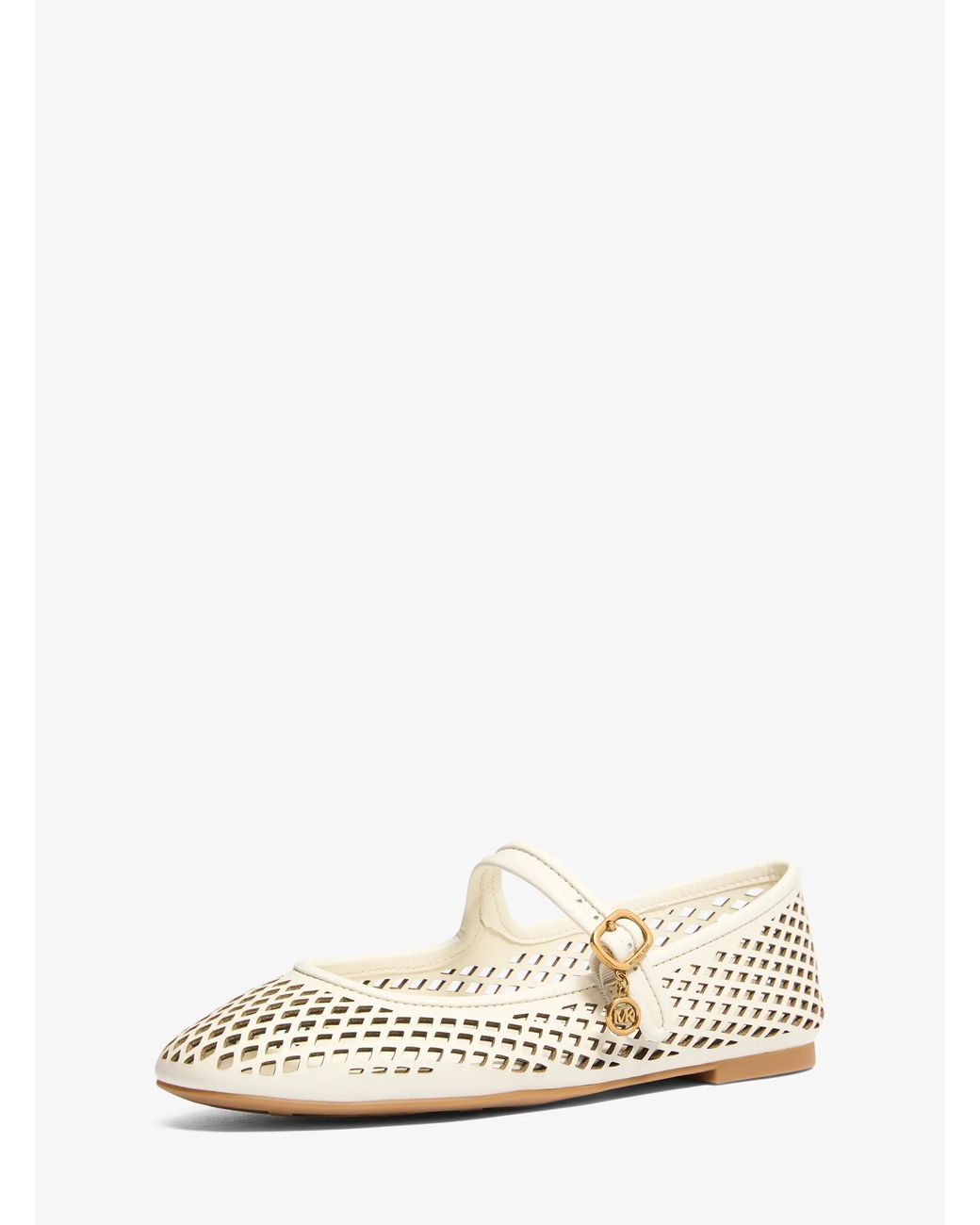 MICHAEL Michael Kors White Mk Nellie Flex Laser-Cut Leather Flat