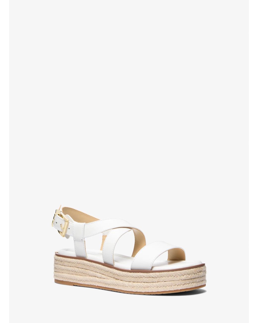 MICHAEL Michael Kors Natural Mk Lynn Leather Platform Espadrille Sandal