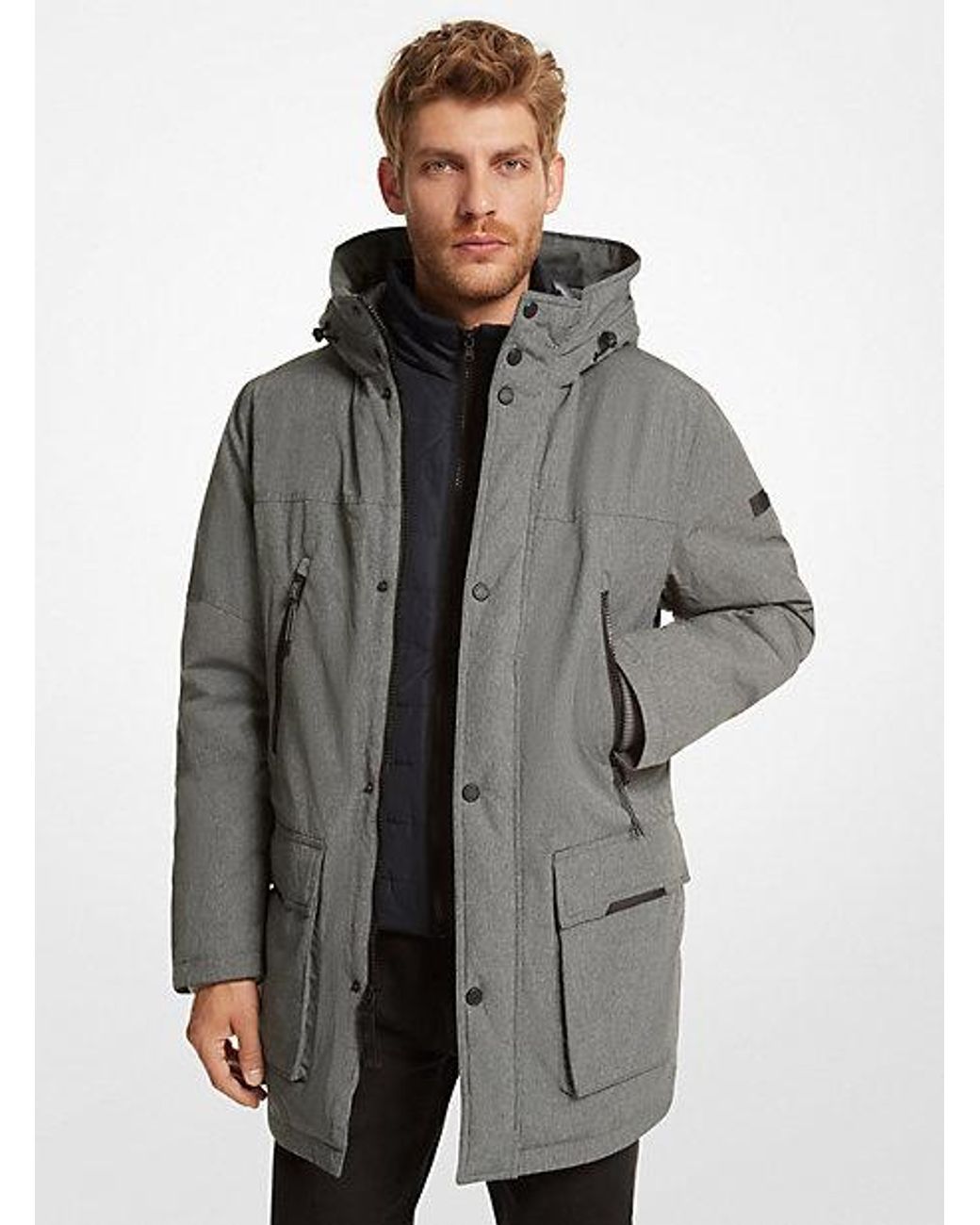 Michael Kors Benson 2-in-1 Woven Parka in Gray for Men | Lyst