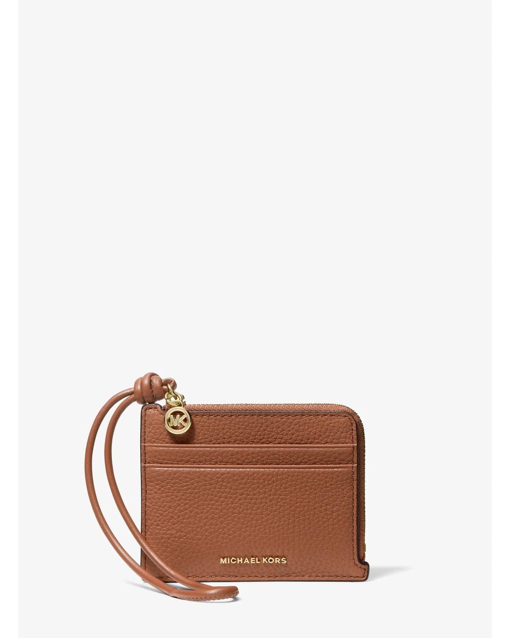 MICHAEL Michael Kors Brown Michael Kors Jet Set Small Pebbled Leather Card Case Wristlet