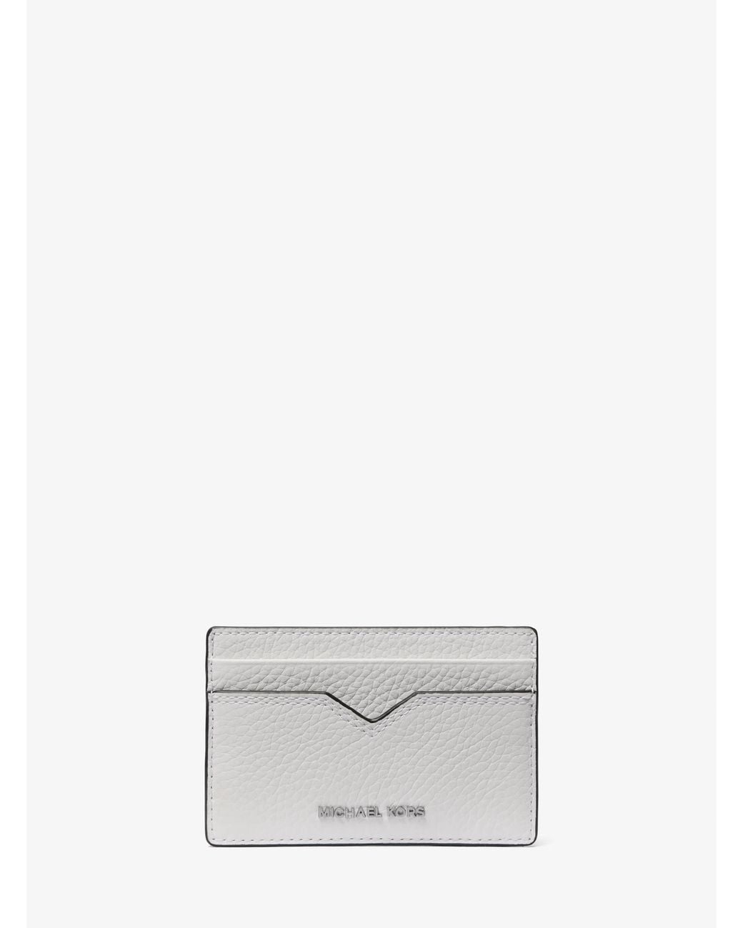 Michael Kors White Mk Hudson Pebbled Leather Card Case for men