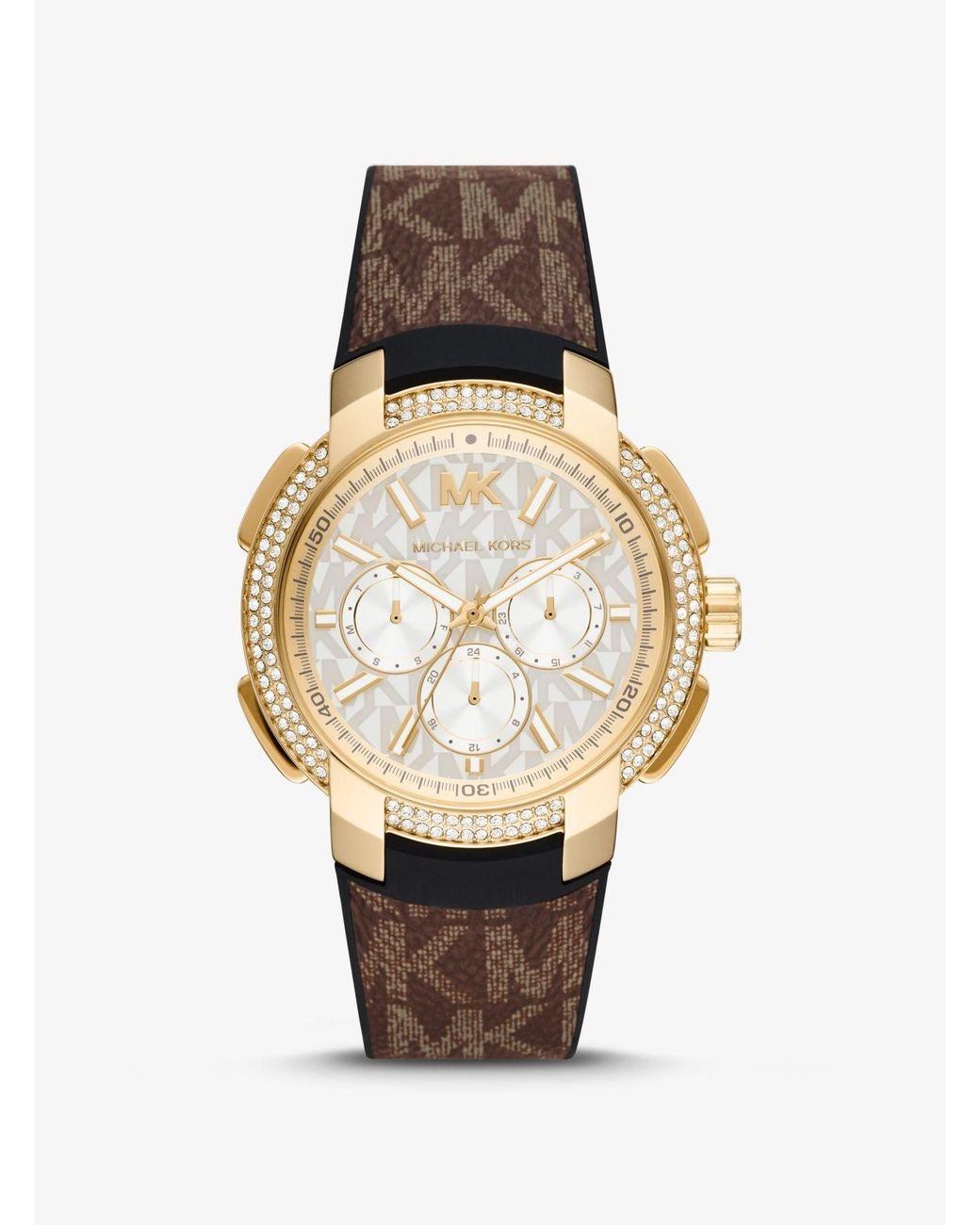Reloj Sport oversize en tono dorado con logotipo e incrustaciones Michael  Kors de color Marrón | Lyst