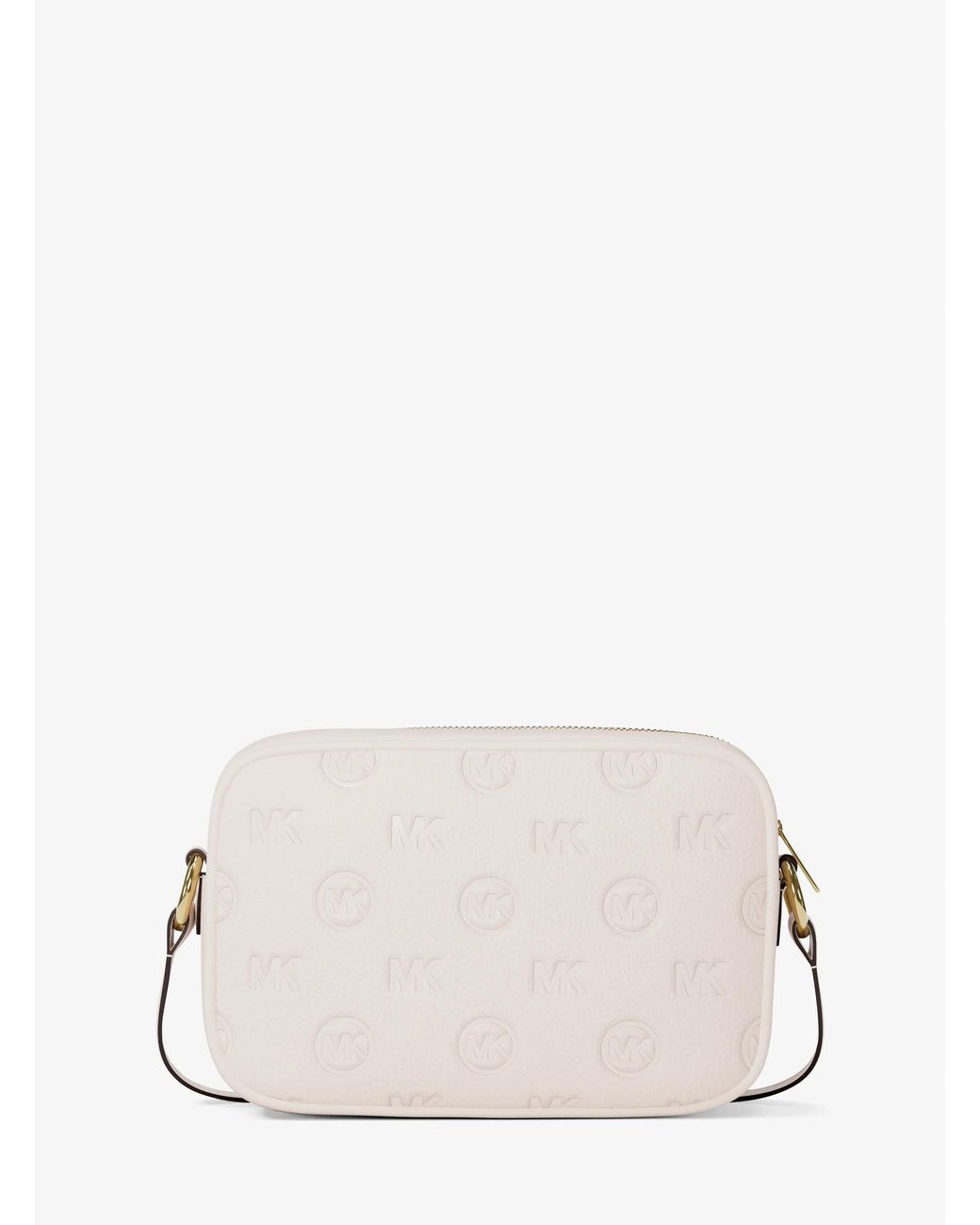 Michael Kors Natural Jet Set Travel Large Logo Debossed Camera Crossbody Bag