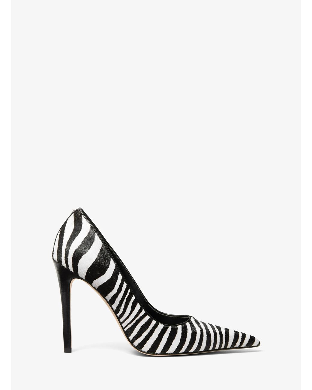 MICHAEL Michael Kors White Michael Kors Elyse Zebra Print Calf Hair Pump