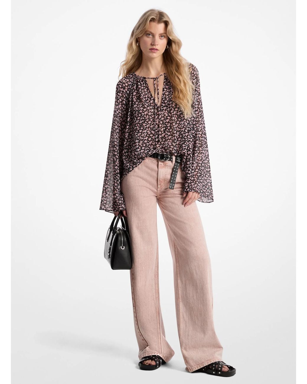 MICHAEL Michael Kors Pink Garment-Dyed Wide Leg Jean