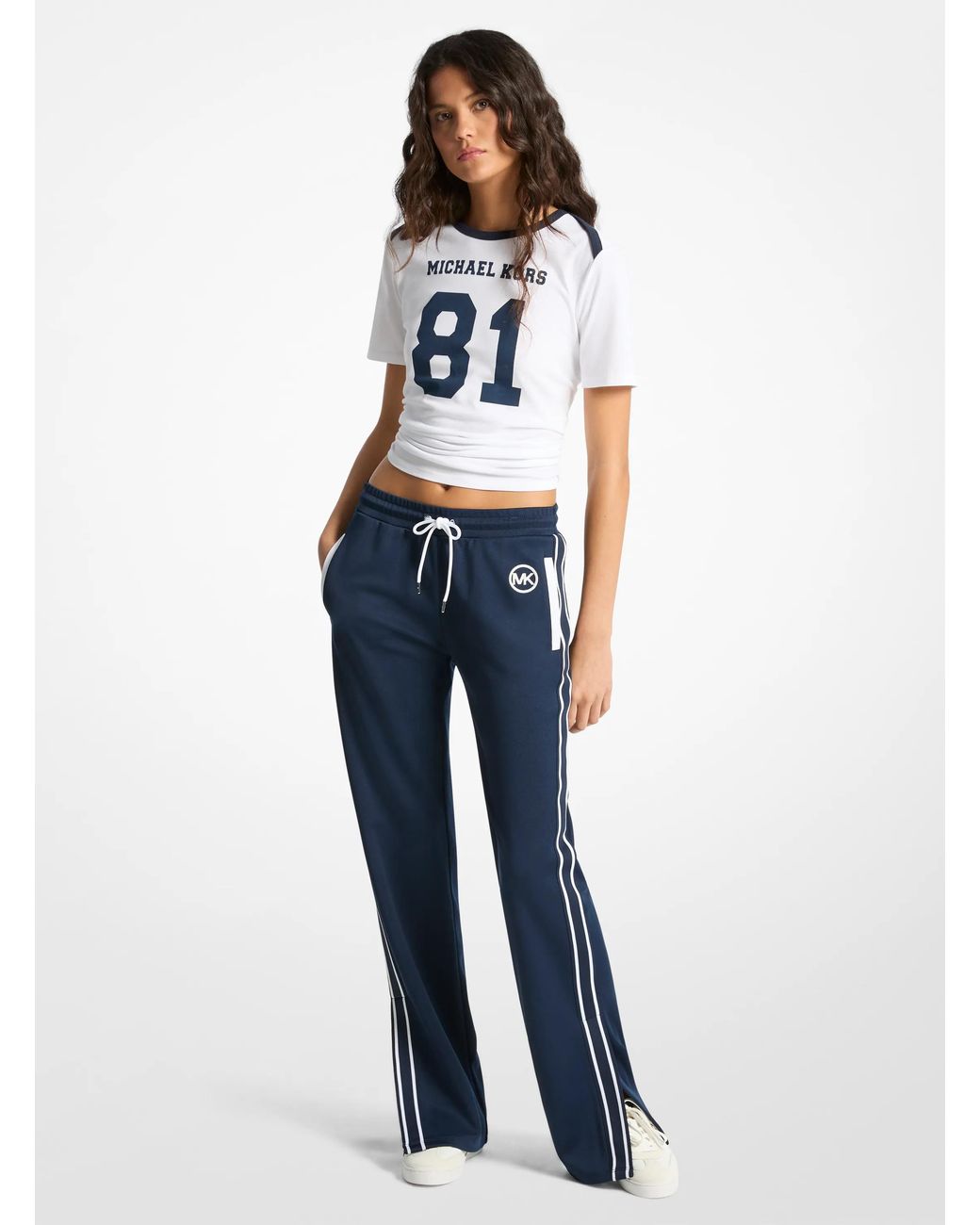 MICHAEL Michael Kors Blue Mk Piqué Contrast Track Trousers