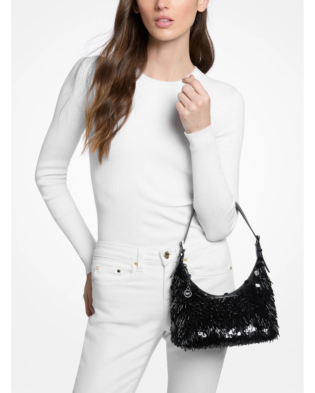 MICHAEL Michael Kors Black Mk Nolita Small Paillette Embellished Pochette