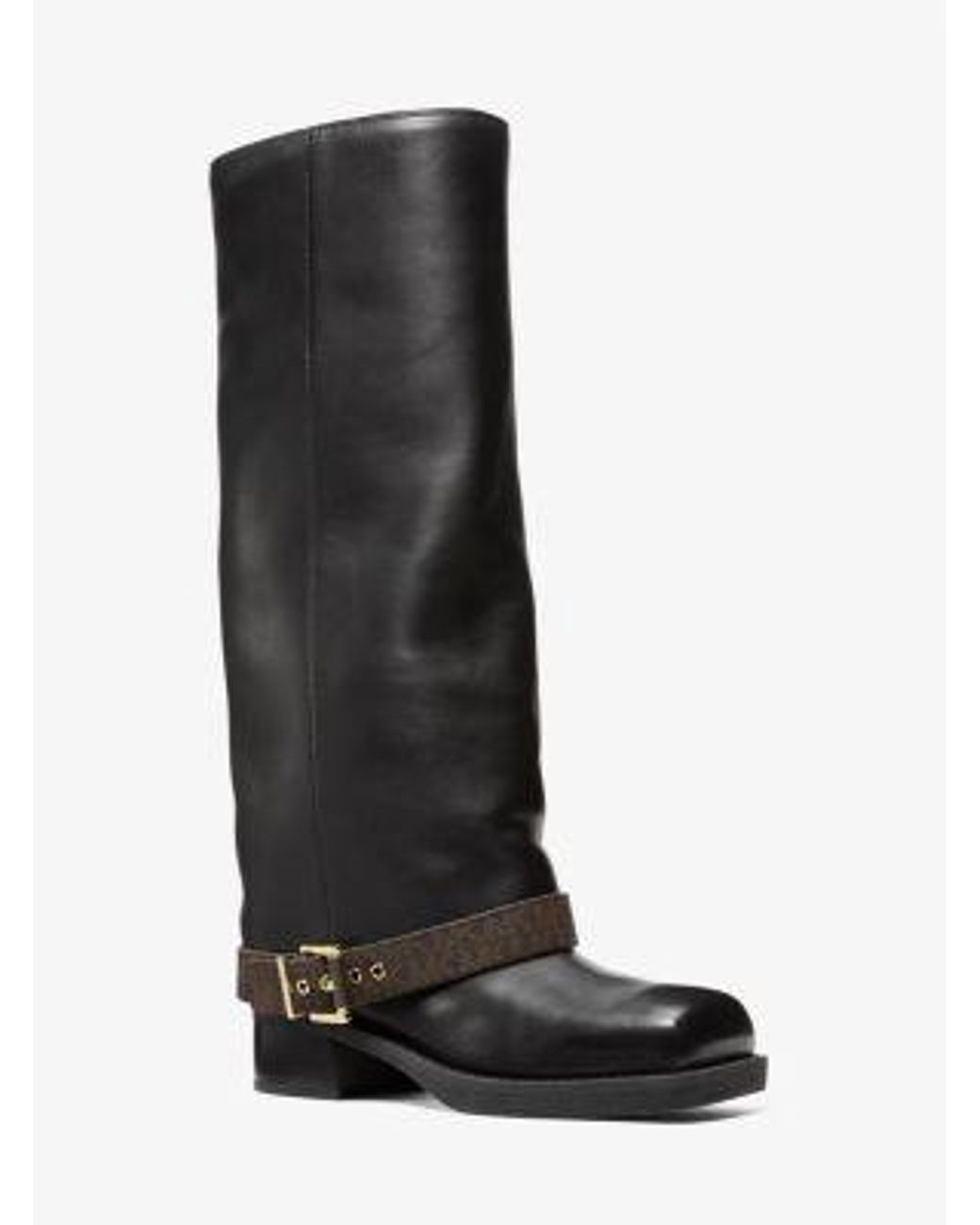 Michael Kors Black Mk Colby Leather And Signature Logo Boot