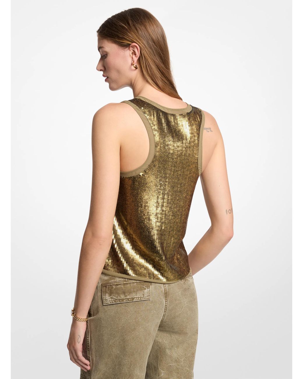 MICHAEL Michael Kors Green Mk Sequined Georgette Vest