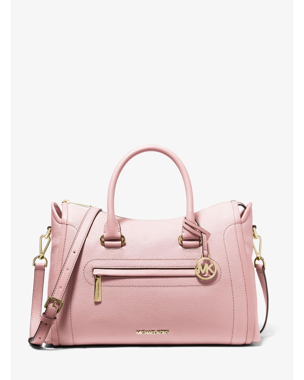 Michael Kors Carine Large Pebbled Leather Satchel in Pink Lyst
