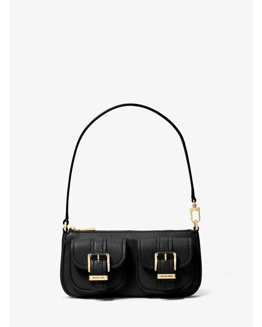 MICHAEL Michael Kors Black Mk Zoe Small Pebbled Leather Pochette