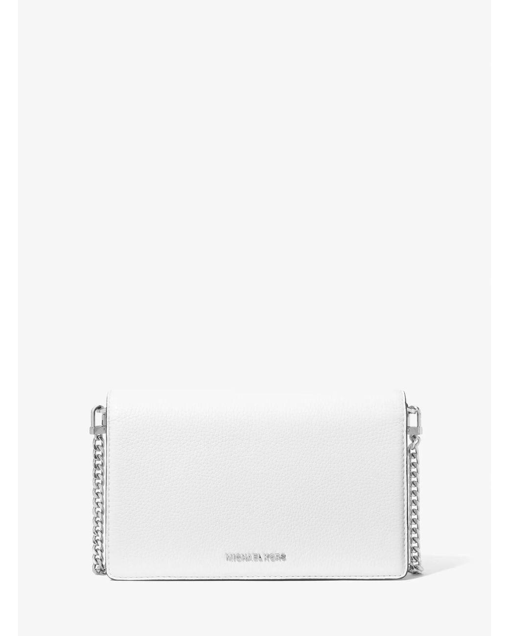 MICHAEL Michael Kors White Mk Jet Set Medium Pebbled Leather Crossbody Bag