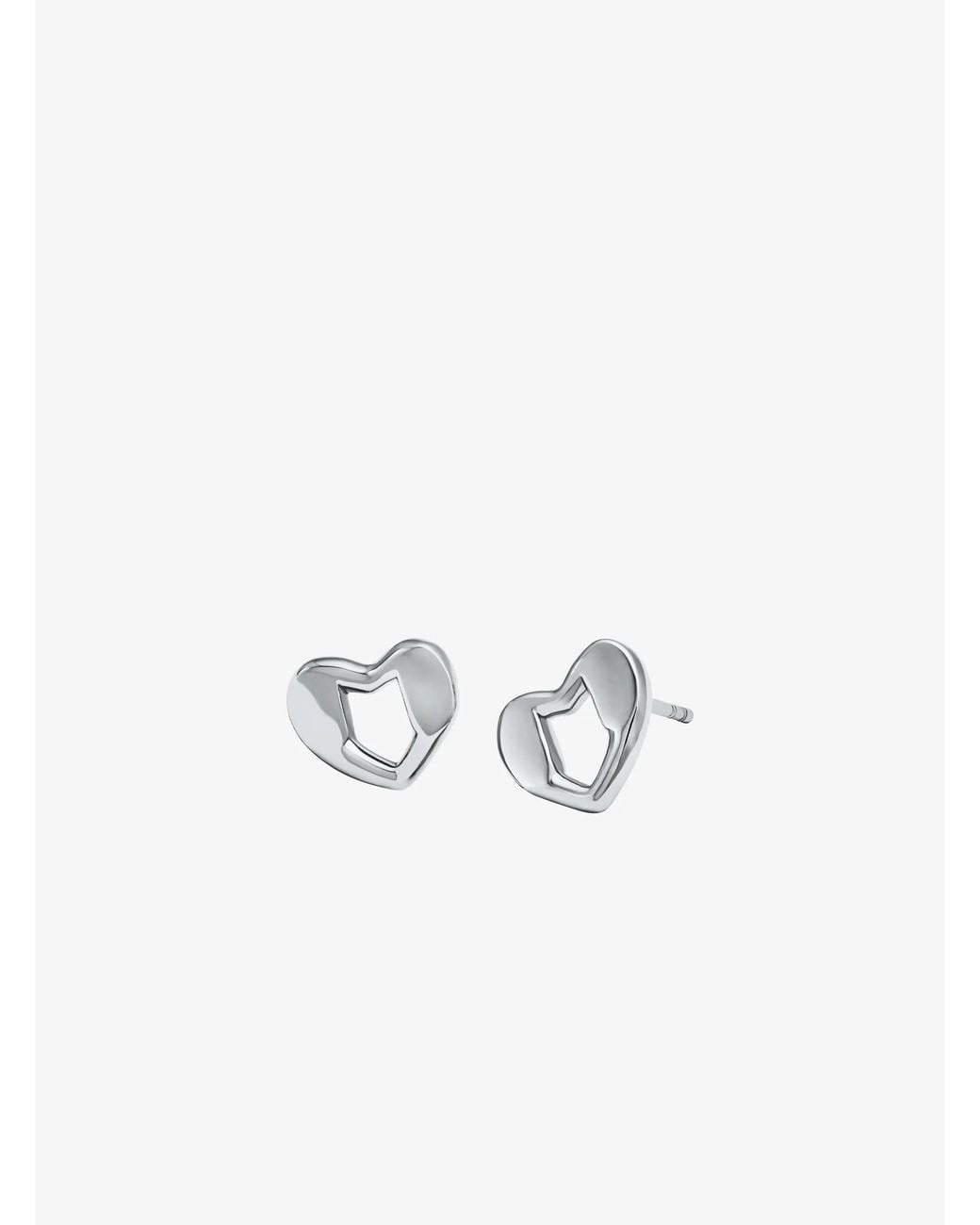 Michael Kors White Mk Precious Metal-Plated Sterling Heart Stud Earrings
