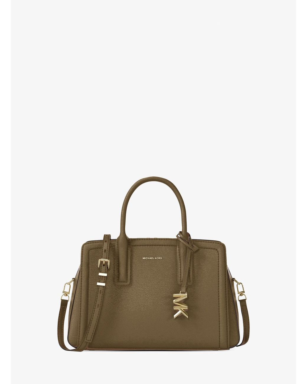 MICHAEL Michael Kors Green Mk Laila Small Pebbled Leather Satchel