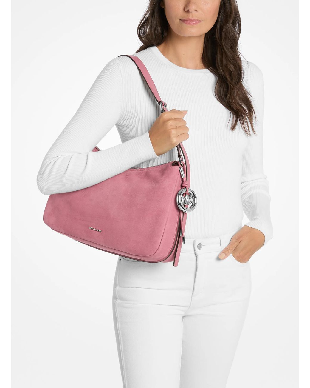 MICHAEL Michael Kors Pink Mk Nolita Medium Nubuck Shoulder Bag