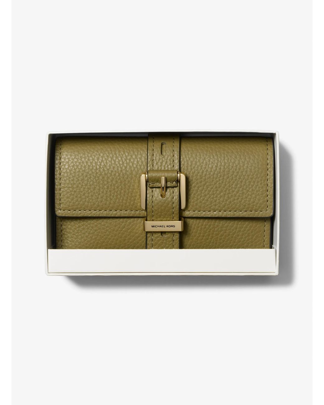 MICHAEL Michael Kors Green Nolita Medium Pebbled Leather Tri-Fold Wallet