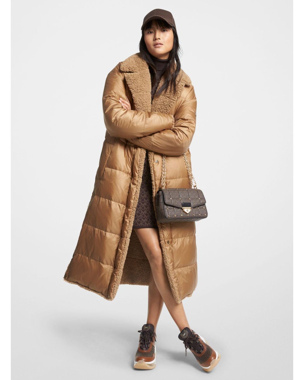 Michael Kors Quilted Ciré And Faux Shearling Reversible Puffer Coat in ...
