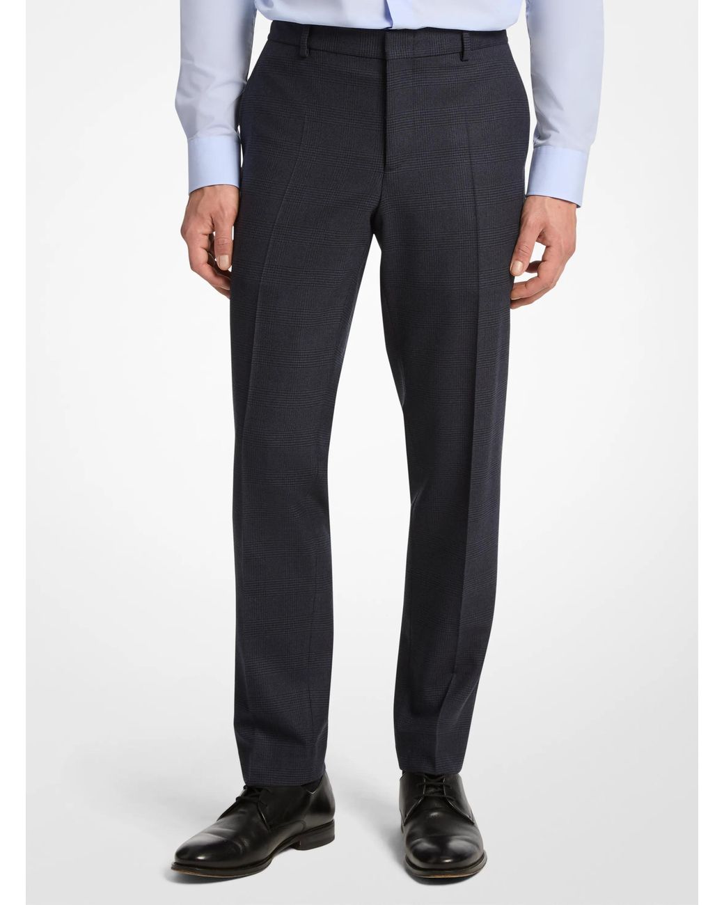 Michael Kors Blue Mk Glen Plaid Wool Blend Suit Trousers for men