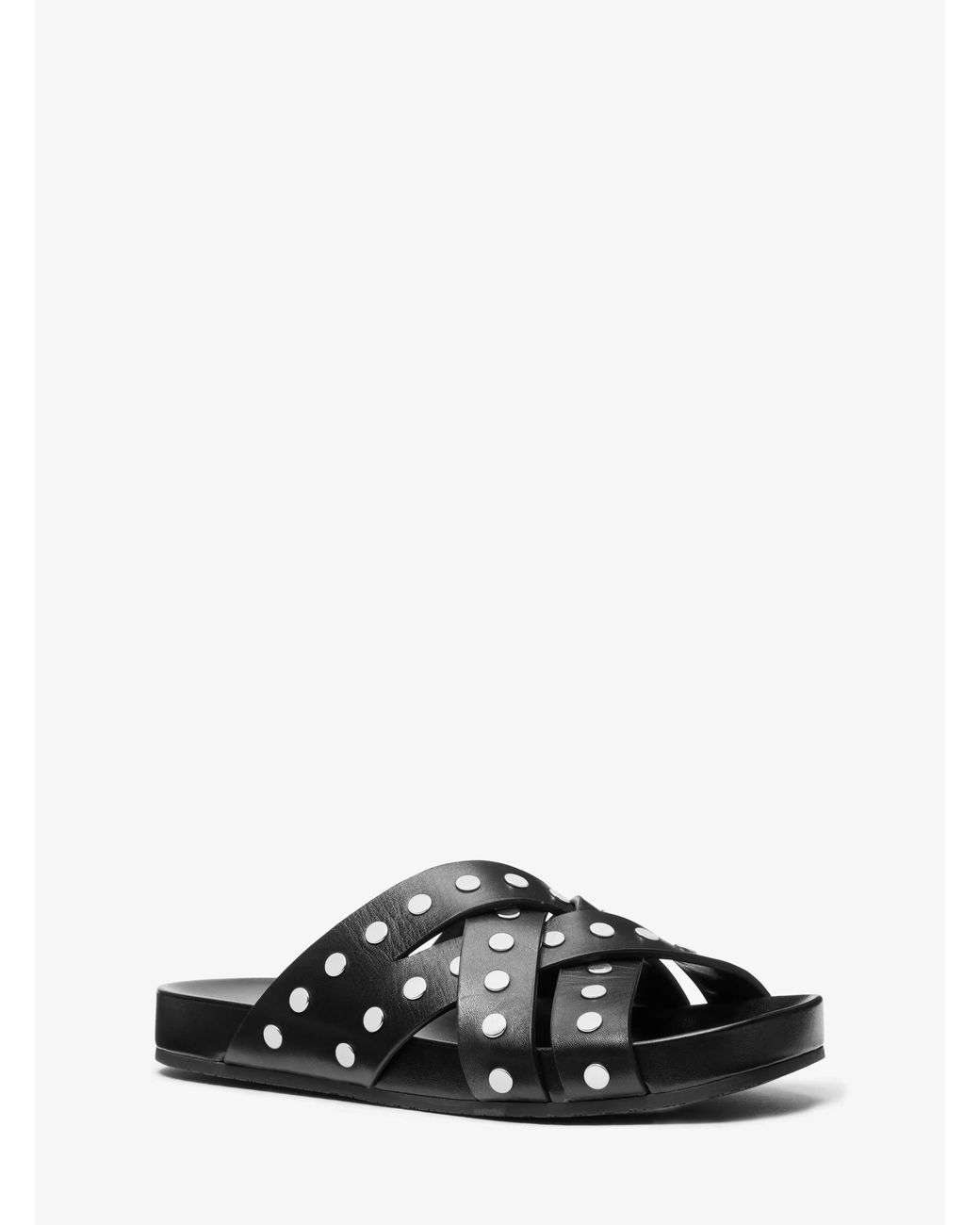 MICHAEL Michael Kors Black Irene Studded Leather Flat Sandal