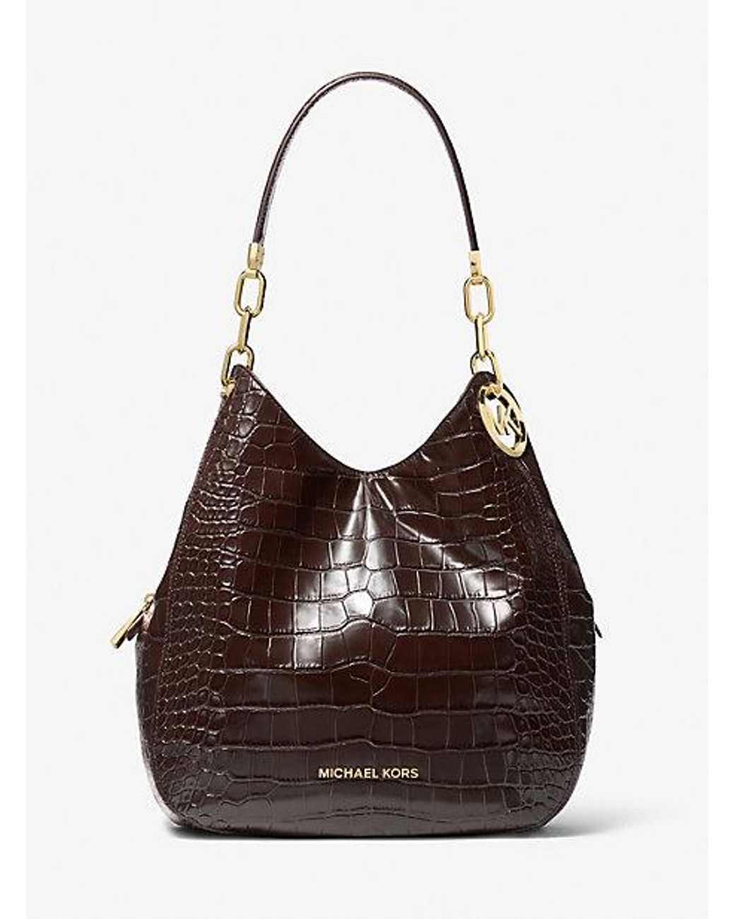 Michael Kors Lillie Large Crocodile Embossed Leather Shoulder Bag in Brown Lyst
