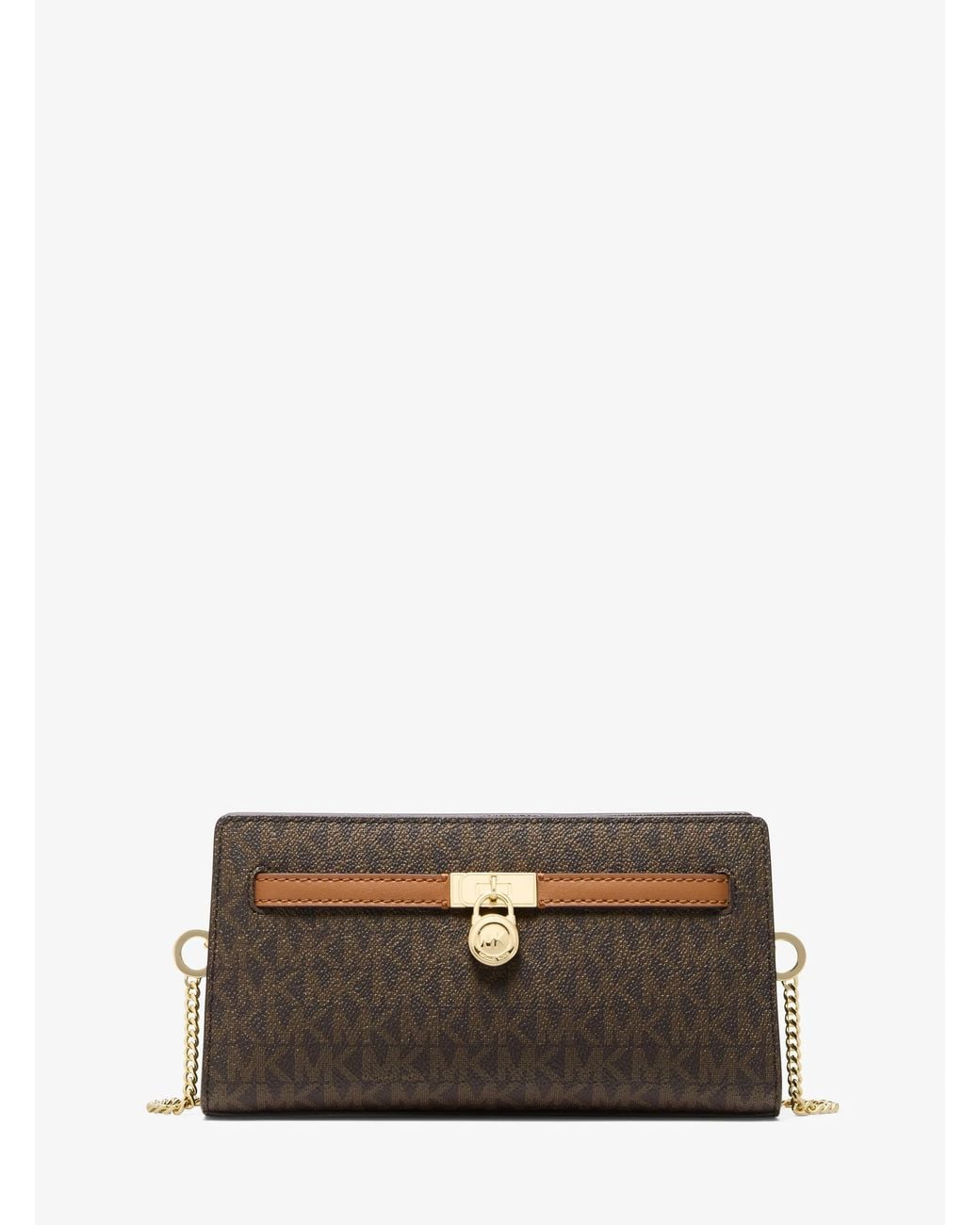 MICHAEL Michael Kors Brown Mk Hamilton Moderne Extra-Small Signature Logo Convertible Crossbody Bag