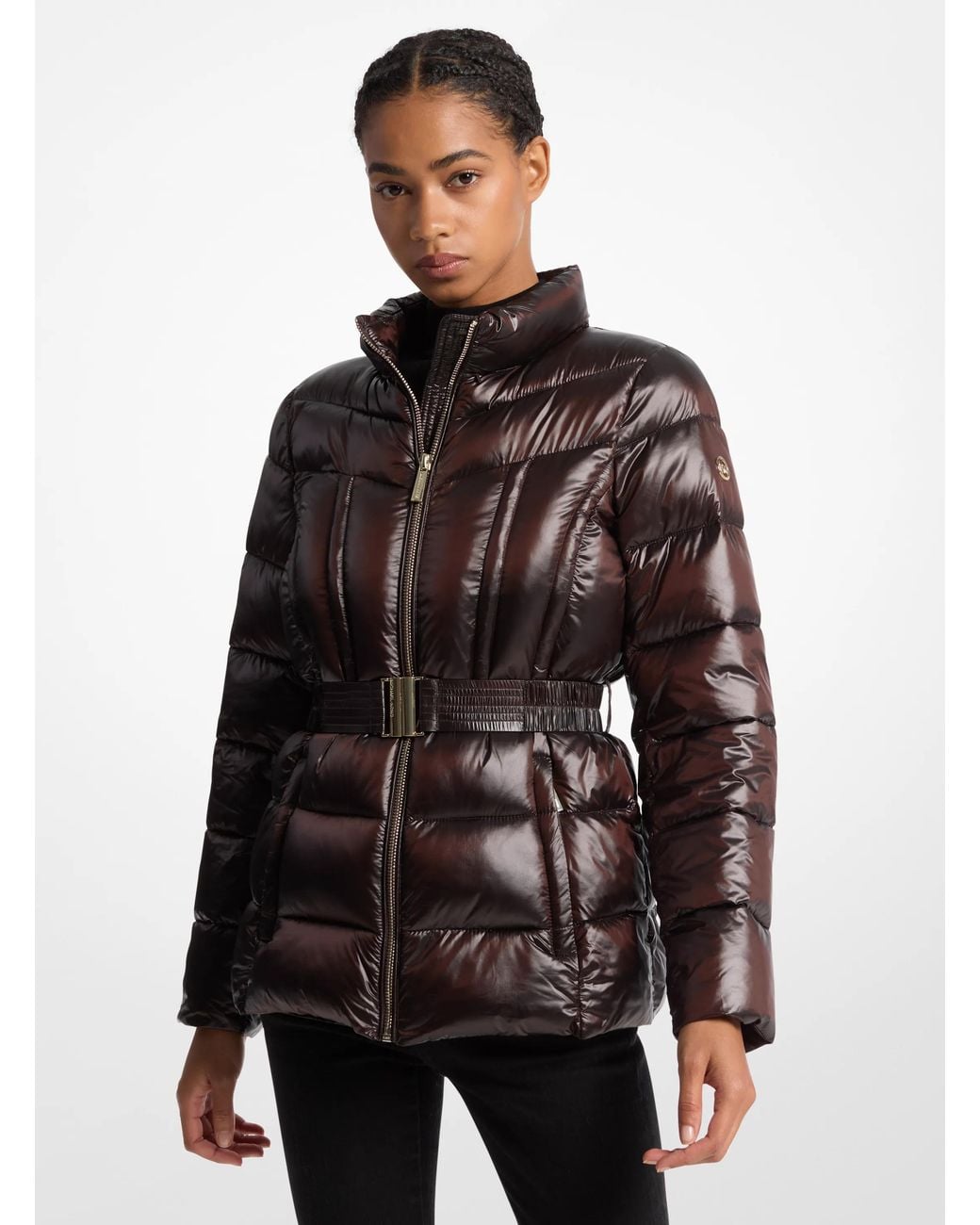 MICHAEL Michael Kors Black Mk Packable Quilted Nylon And Faux Fur Trim Puffer Jacket