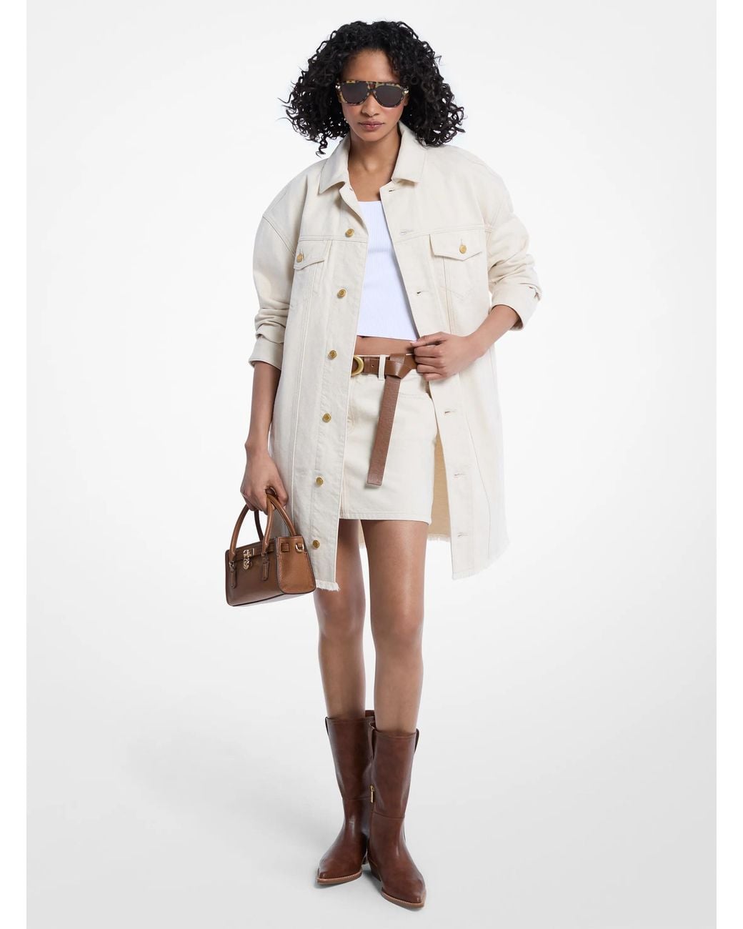 Michael Kors White Michael Kors Oversized Frayed Denim Jacket