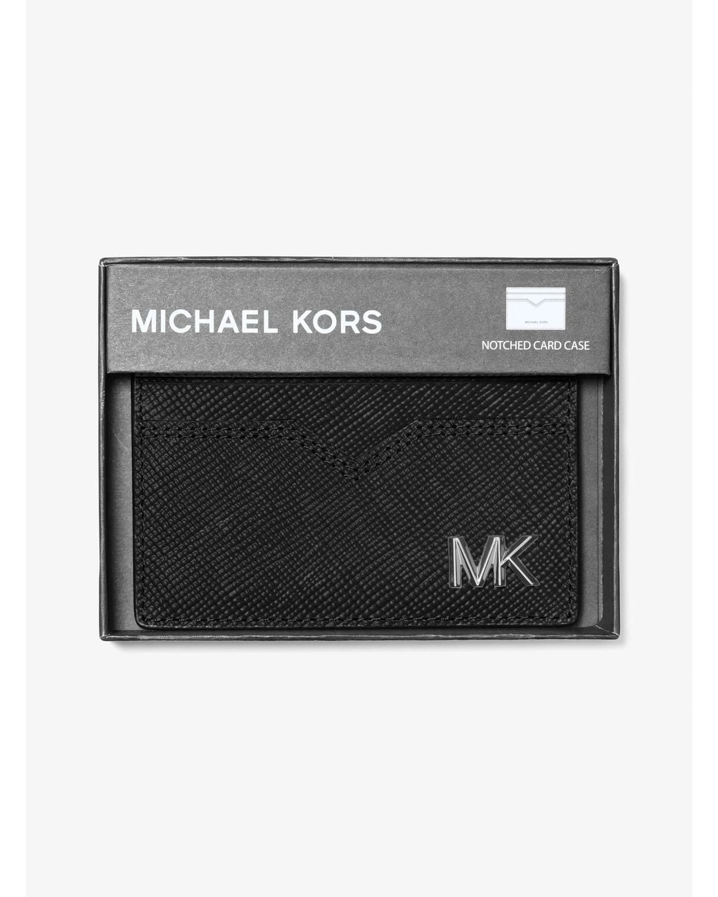 Michael Kors White Mk Edison Saffiano Leather Card Case for men