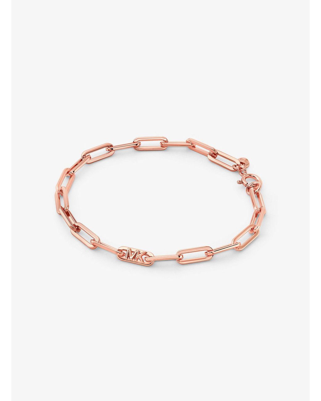 Michael Kors White Mk Precious Metal-Plated Sterling Chain-Link Bracelet