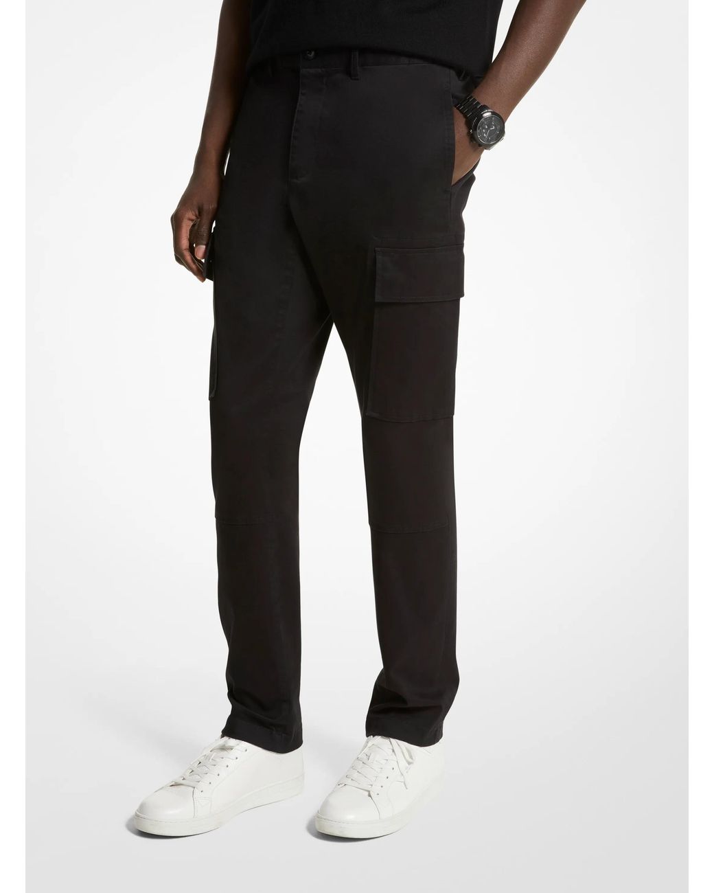 Michael Kors Black Stretch Organic Cotton Cargo Pants for men